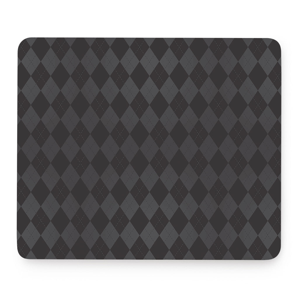 Black And Grey Argyle Pattern Print Mouse Pad