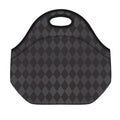 Black And Grey Argyle Pattern Print Neoprene Lunch Bag