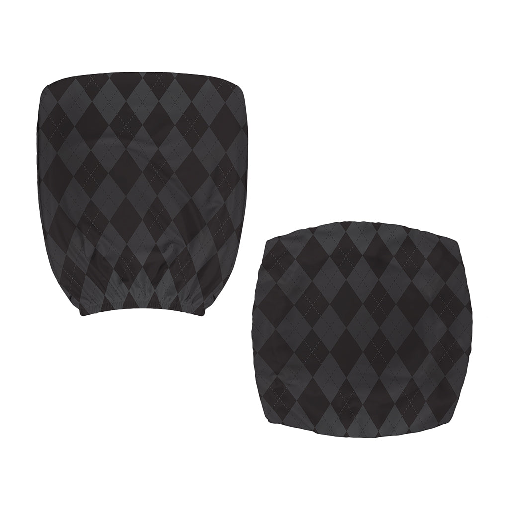 Black And Grey Argyle Pattern Print Office Chair Cover