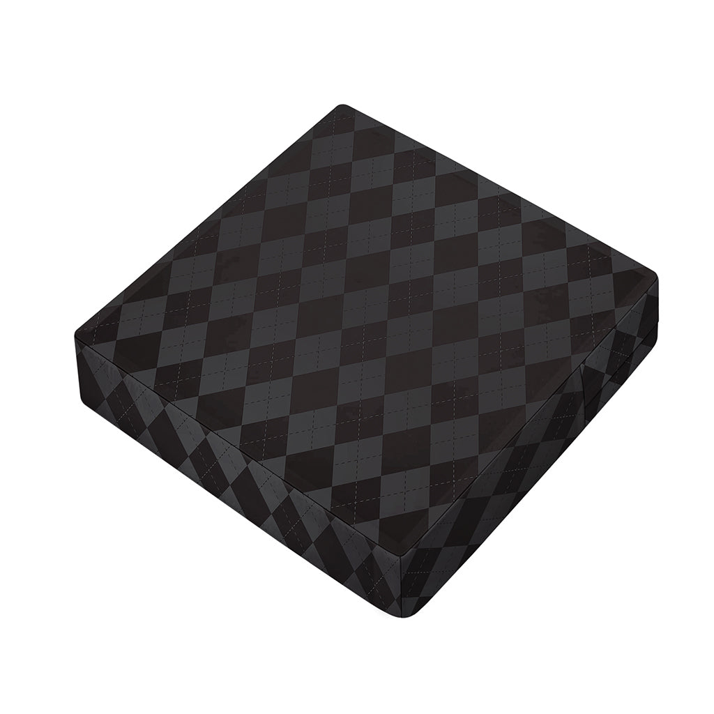 Black And Grey Argyle Pattern Print Outdoor Seat Cushion Cover