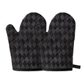 Black And Grey Argyle Pattern Print Oven Mitts