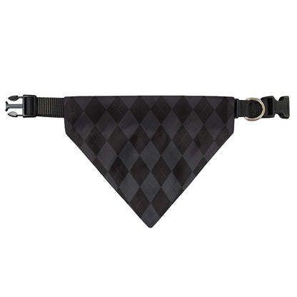 Black And Grey Argyle Pattern Print Over The Collar Dog Bandana