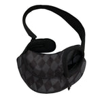 Black And Grey Argyle Pattern Print Pet Sling Carrier