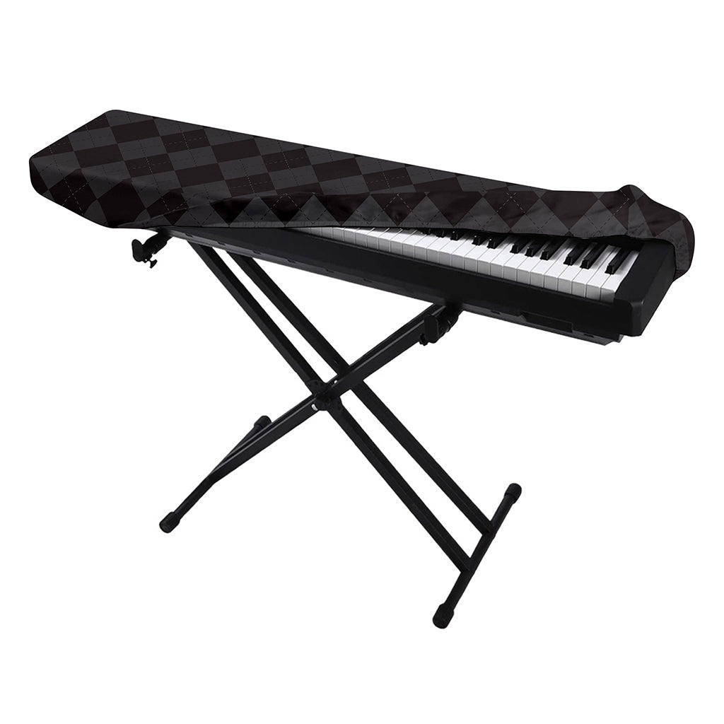 Black And Grey Argyle Pattern Print Piano Keyboard Cover