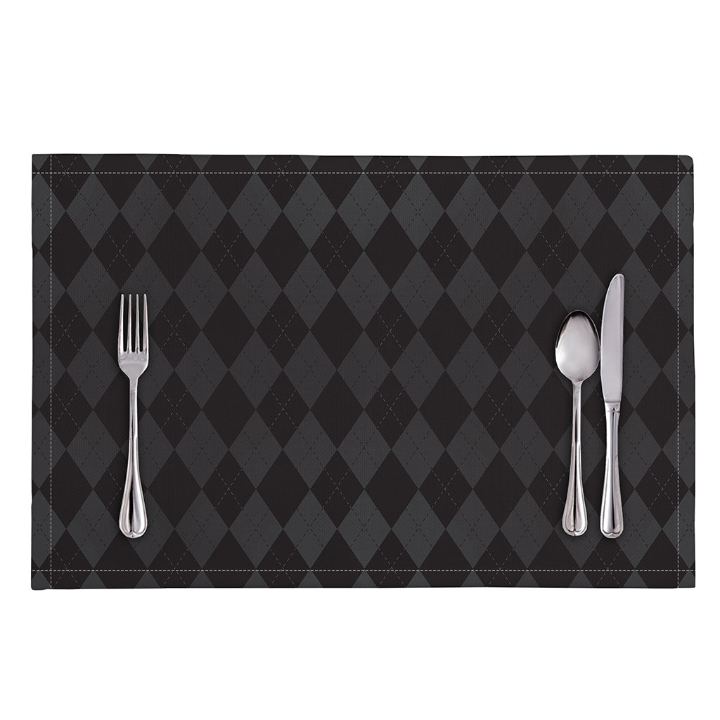 Black And Grey Argyle Pattern Print Placemat