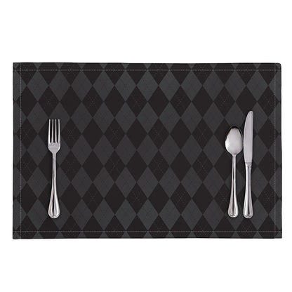 Black And Grey Argyle Pattern Print Placemat
