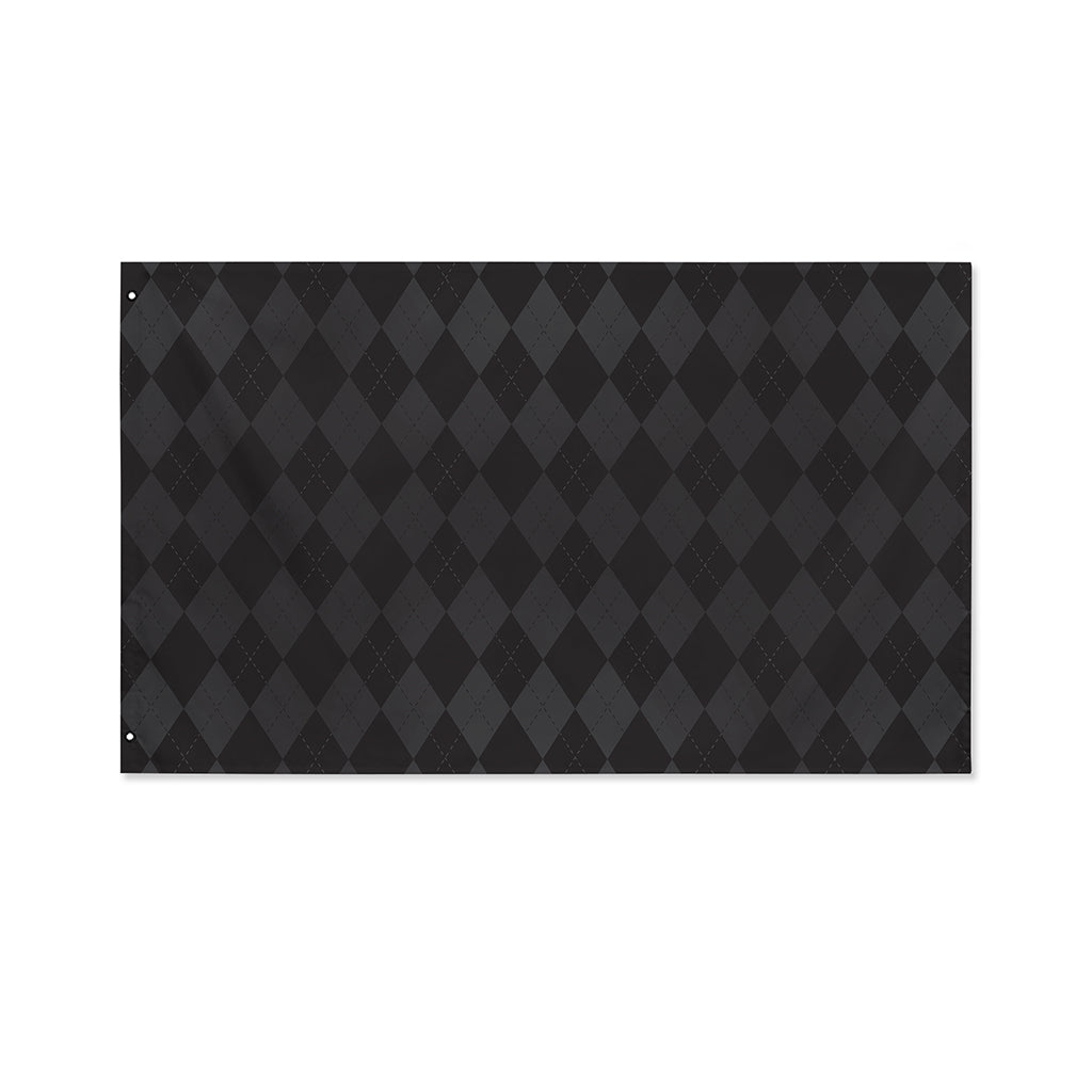 Black And Grey Argyle Pattern Print Polyester Flag