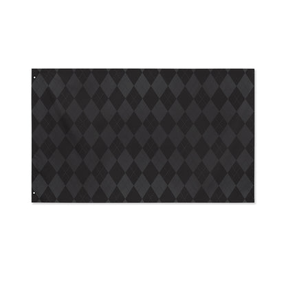 Black And Grey Argyle Pattern Print Polyester Flag