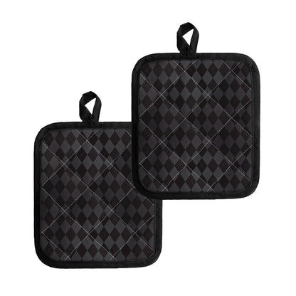Black And Grey Argyle Pattern Print Pot Holders