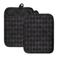 Black And Grey Argyle Pattern Print Pot Holders With Pocket