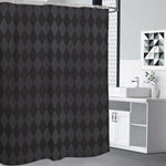 Black And Grey Argyle Pattern Print Premium Shower Curtain