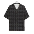 Black And Grey Argyle Pattern Print Rayon Hawaiian Shirt