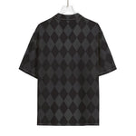 Black And Grey Argyle Pattern Print Rayon Hawaiian Shirt