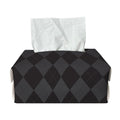 Black And Grey Argyle Pattern Print Rectangle Tissue Box Cover