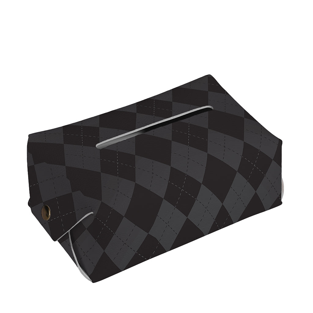 Black And Grey Argyle Pattern Print Rectangle Tissue Box Cover