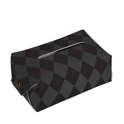 Black And Grey Argyle Pattern Print Rectangle Tissue Box Cover
