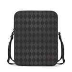 Black And Grey Argyle Pattern Print Rectangular Crossbody Bag