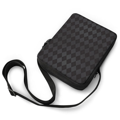 Black And Grey Argyle Pattern Print Rectangular Crossbody Bag