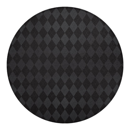 Black And Grey Argyle Pattern Print Round Blanket