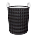 Black And Grey Argyle Pattern Print Round Laundry Basket