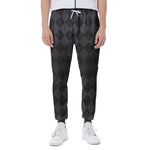 Black And Grey Argyle Pattern Print Scuba Joggers