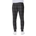 Black And Grey Argyle Pattern Print Scuba Joggers