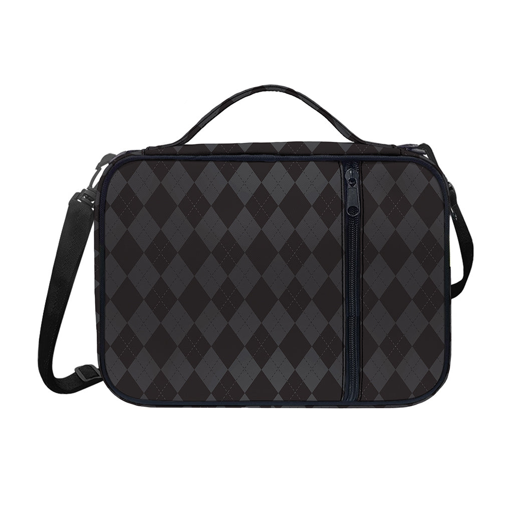 Black And Grey Argyle Pattern Print Shoulder Strap Bible Bag