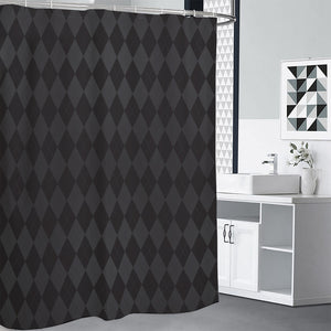 Black And Grey Argyle Pattern Print Shower Curtain