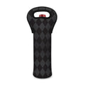Black And Grey Argyle Pattern Print Single Neoprene Wine Tote