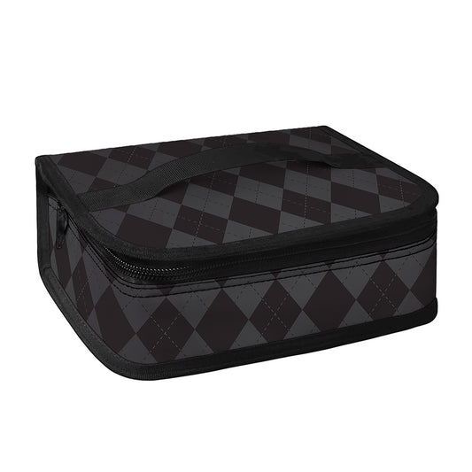 Black And Grey Argyle Pattern Print Small Lunch Bag