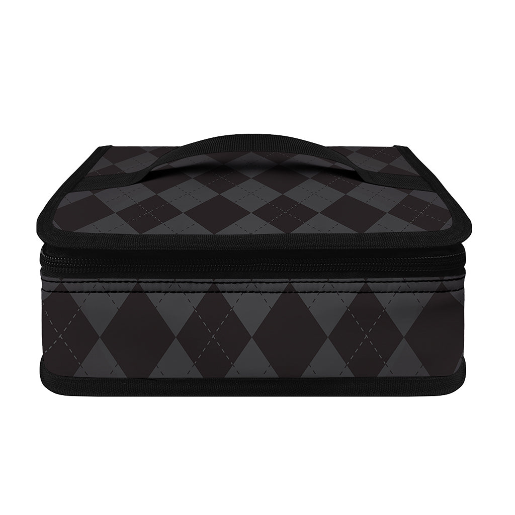 Black And Grey Argyle Pattern Print Small Lunch Bag