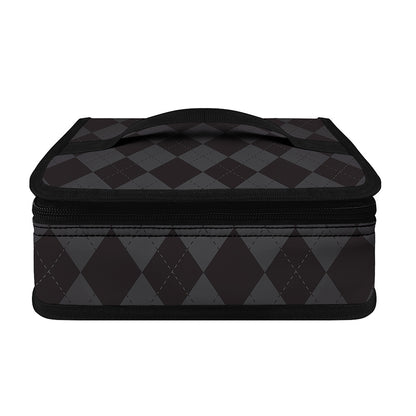 Black And Grey Argyle Pattern Print Small Lunch Bag