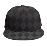 Black And Grey Argyle Pattern Print Snapback Cap