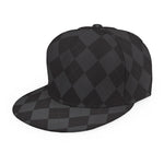 Black And Grey Argyle Pattern Print Snapback Cap
