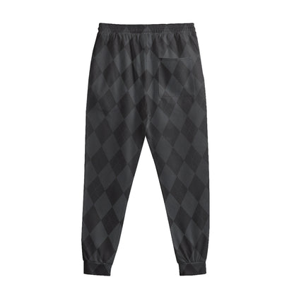 Black And Grey Argyle Pattern Print Sweatpants
