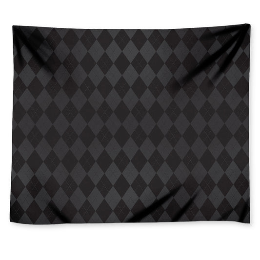 Black And Grey Argyle Pattern Print Tapestry