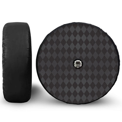 Black And Grey Argyle Pattern Print Tire Cover With Camera Hole