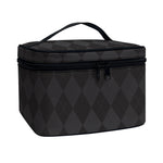 Black And Grey Argyle Pattern Print Travel Makeup Bag