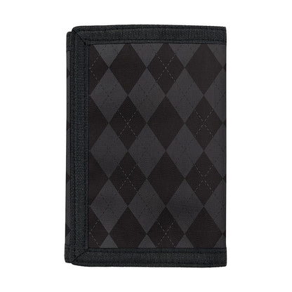 Black And Grey Argyle Pattern Print Trifold Wallet