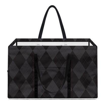 Black And Grey Argyle Pattern Print Utility Tote Bag