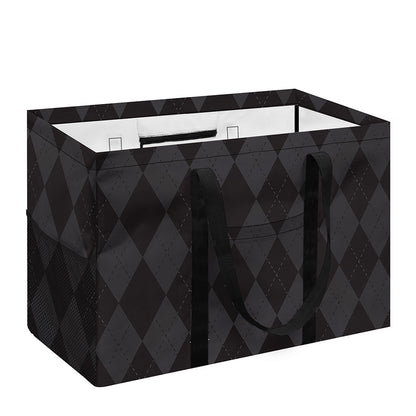 Black And Grey Argyle Pattern Print Utility Tote Bag