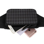 Black And Grey Argyle Pattern Print Waist Bag