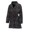 Black And Grey Argyle Pattern Print Women's Bathrobe