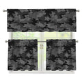 Black And Grey Camouflage Print 3 Piece Kitchen Curtains