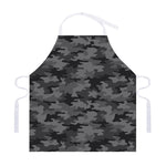 Black And Grey Camouflage Print Adjustable Apron