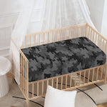 Black And Grey Camouflage Print Baby Crib Sheet