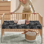 Black And Grey Camouflage Print Baby Crib Sheet