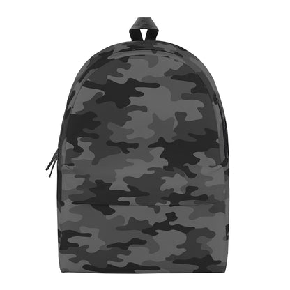 Black And Grey Camouflage Print Backpack