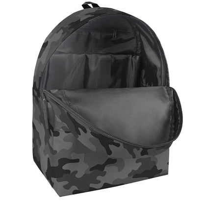 Black And Grey Camouflage Print Backpack
