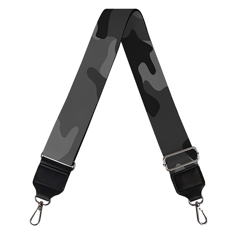 Black And Grey Camouflage Print Bag Strap